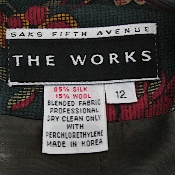 Vintage Saks Fifth Avenue Silk Blend Floral Blazer, Size 12 - Picture 7 of 7